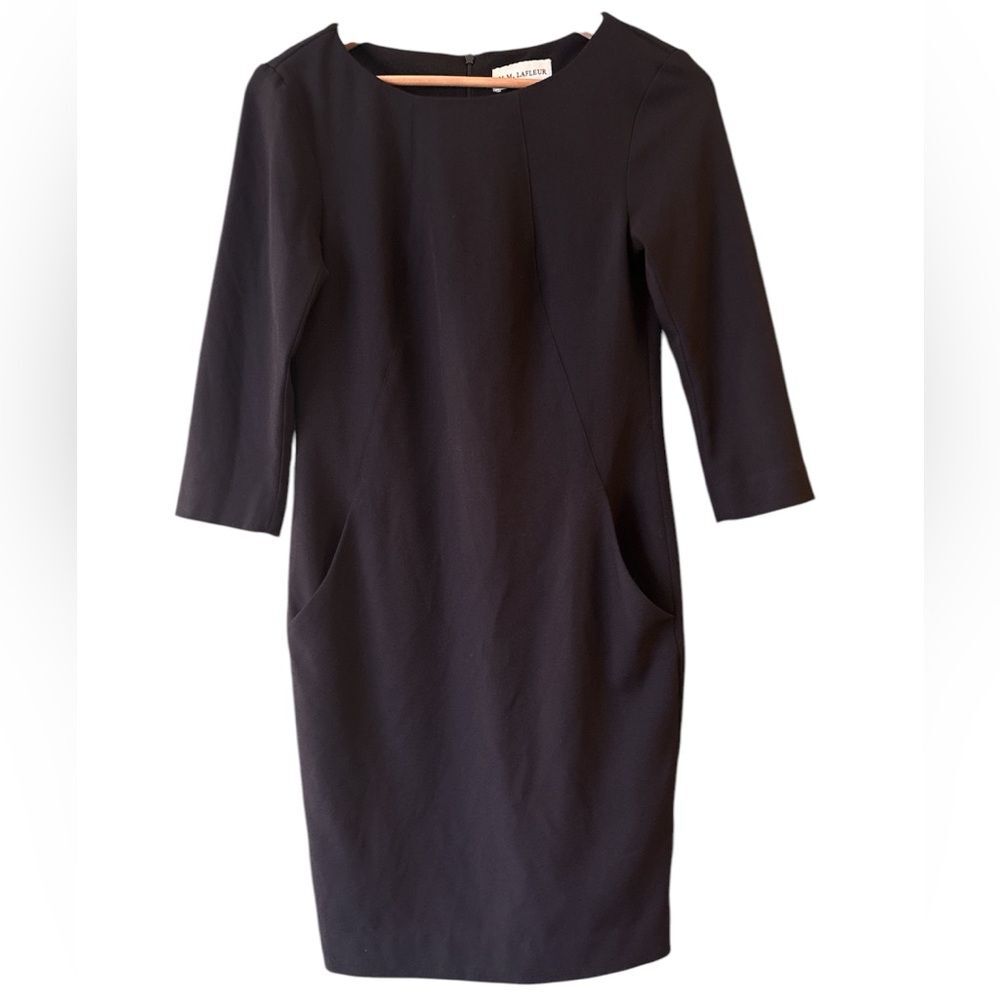 M.M. Lafleur Black 3/4 Sleeve Sheath Dress Business Career Office Formal Sz 4